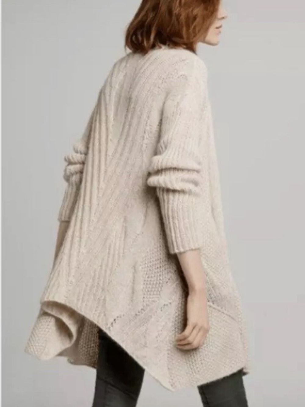 Eileen Fisher The Fisher Project Cardigan Sweater Beige Knit Mohair Sz XS